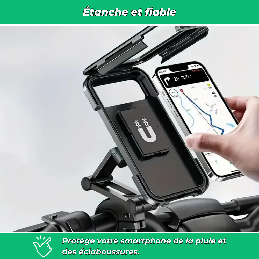 Support téléphone moto magnétique étanche – Fixation réglable et sécurisée GPS