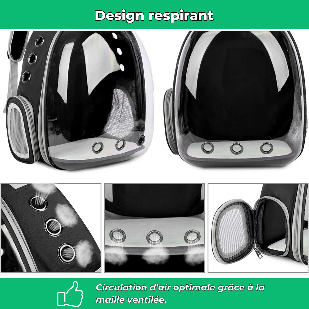 Sac à dos respirant pour chat – Fenêtre transparente et confort de transport