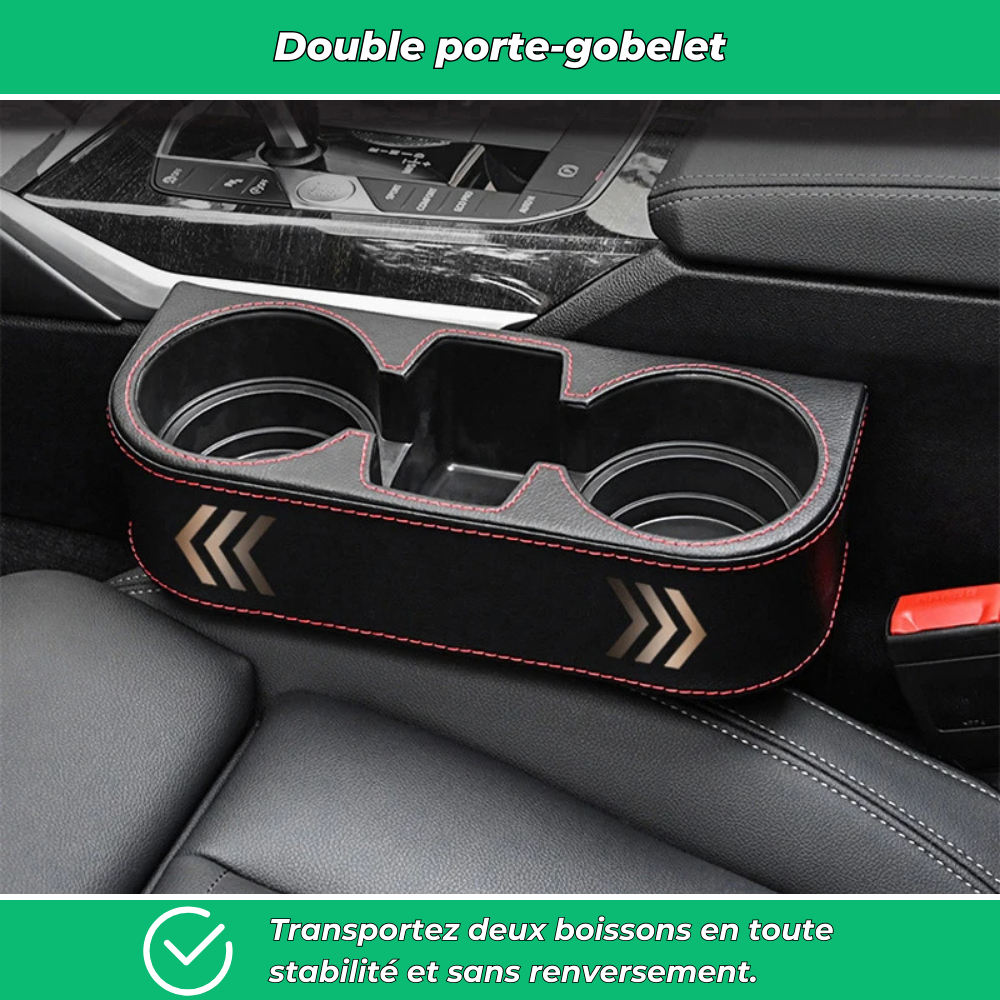 Porte-gobelet voiture double avec rangement intégré