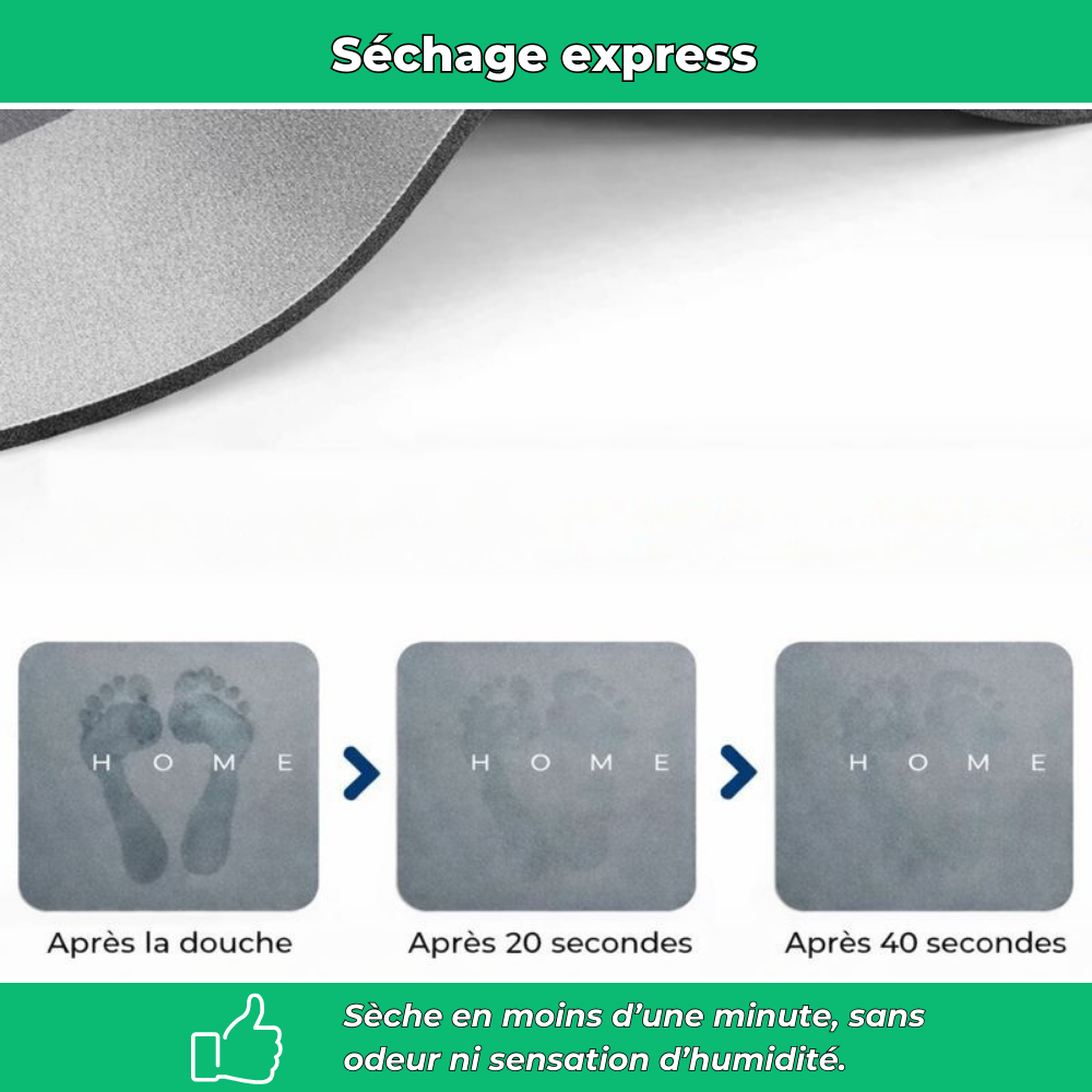 AquaSoft | Tapis de bain ultra-absorbant séchage rapide antidérapant | 40x60 cm