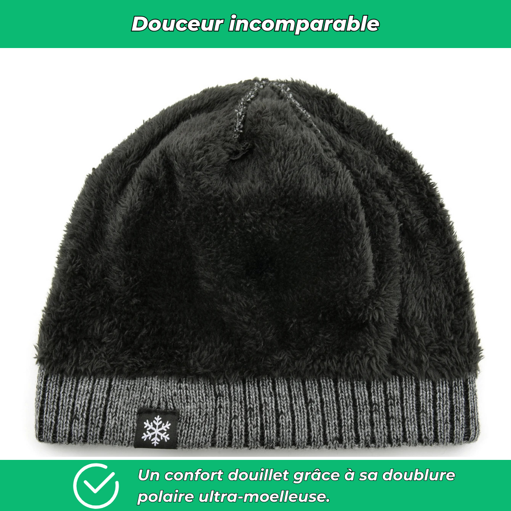 Bonnet tricoté doublé polaire