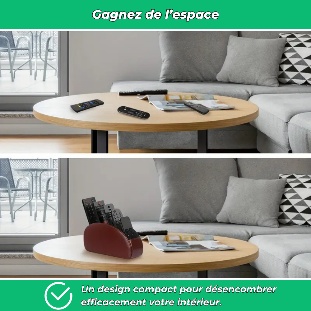 Rangement multifonction pour télécommandes et fournitures