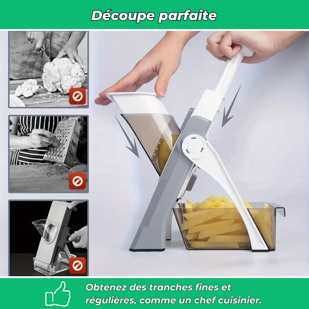 Slicéo – Mandoline manuelle multifonction en acier inoxydable