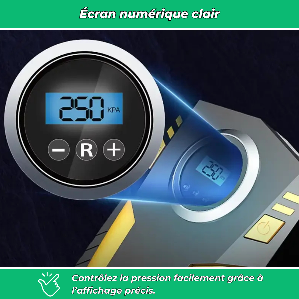 Compresseur à air portable LED – Gonfleur pneus voiture et moto