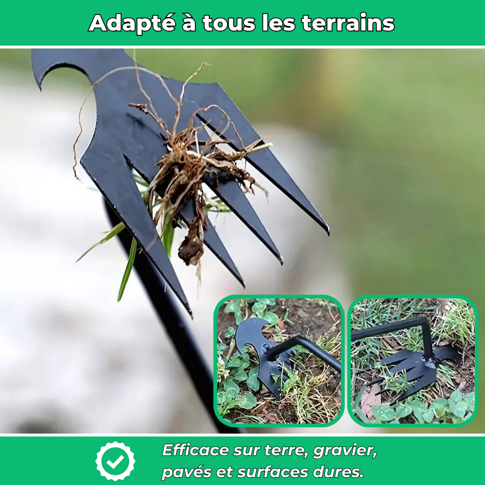 MIAOKE Outil Désherbage 6 Griffes Longue Poignée 114 Cm – Extracteur Mauvaises Herbes Debout Sans Se Baisser, Léger & Efficace Pour Pelouse, Jardin, Patio