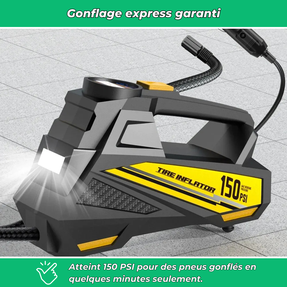 Compresseur d’air voiture portable 12V 150 PSI avec écran LED – Gonfleur pneus numérique