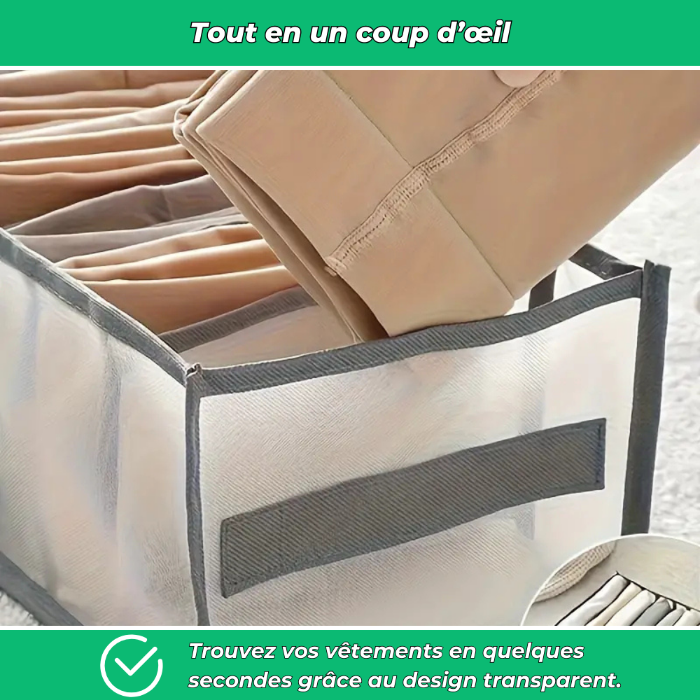 Organisateur de vêtements pliable à 7 compartiments