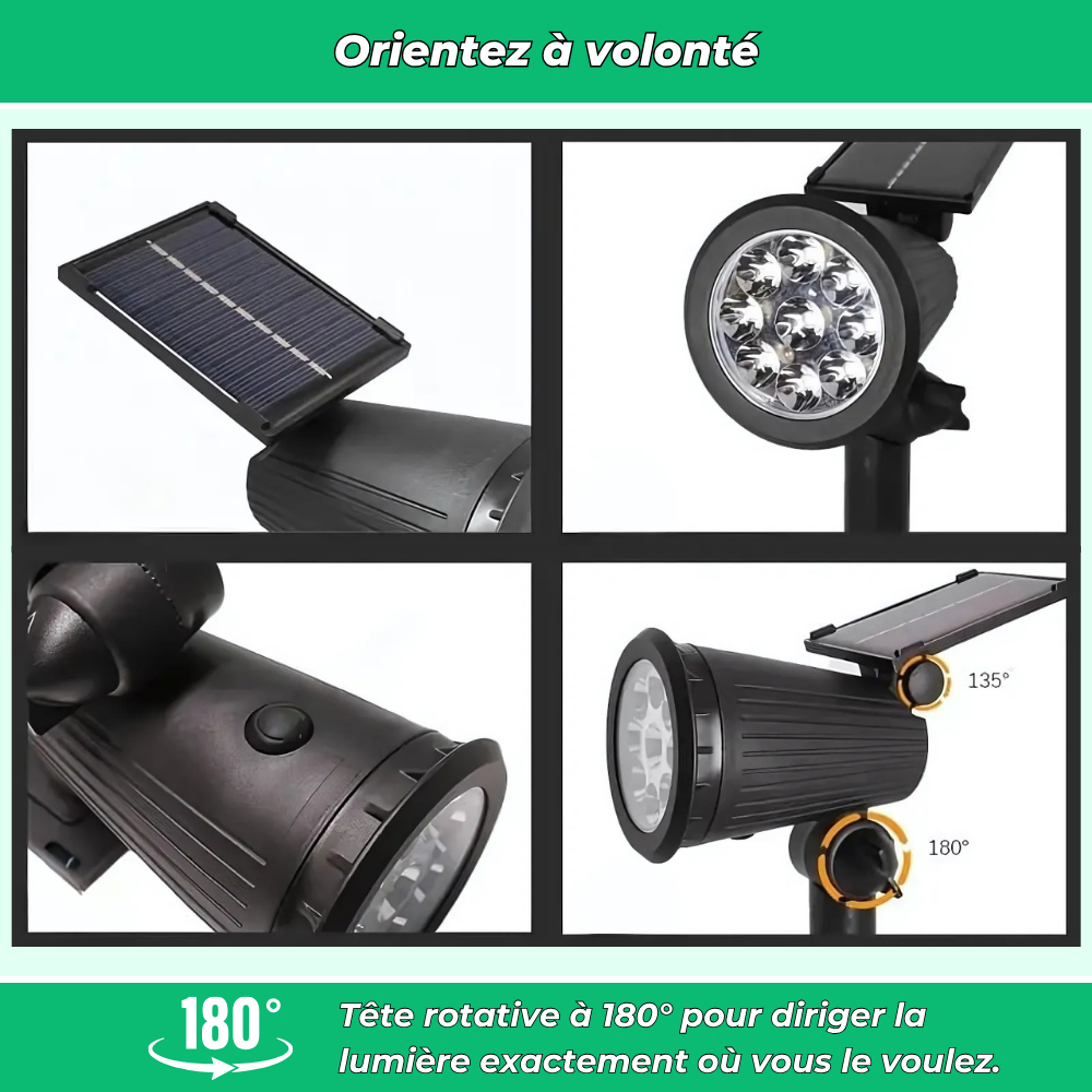 Spot solaire LED extérieur orientable et étanche