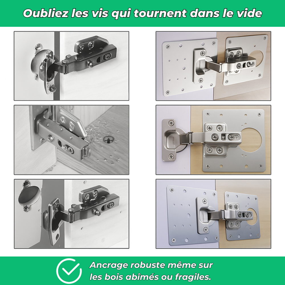 EasyFix – Kit de réparation robuste pour charnières de placard et meubles de cuisine
