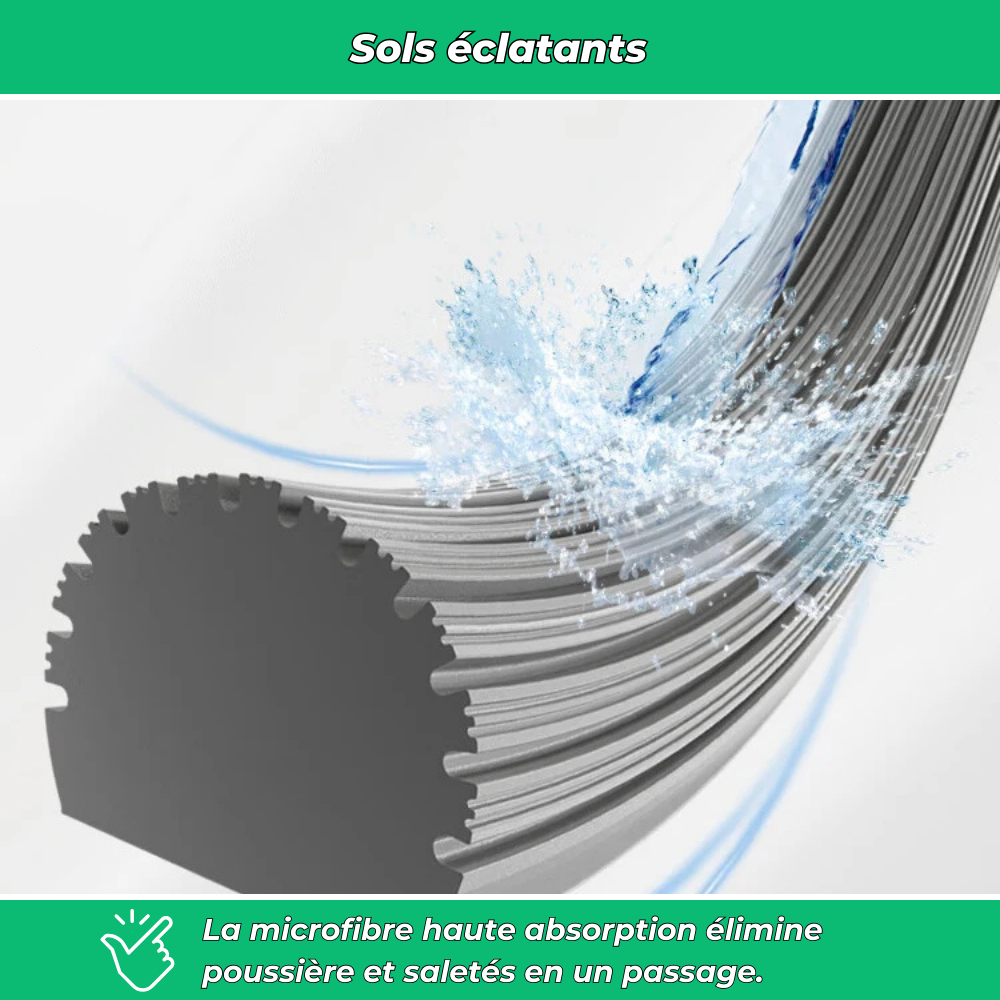Clean PRO X – Serpillière pliable mains libres à haute absorption pour sols secs et humides