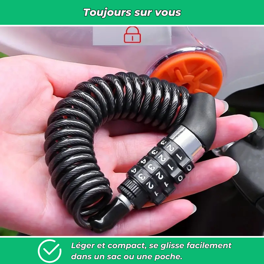 Antivol casque moto câble en acier inoxydable
