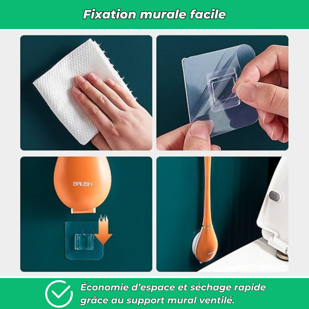 FlexiClean – Brosse WC murale en silicone avec distributeur intégré