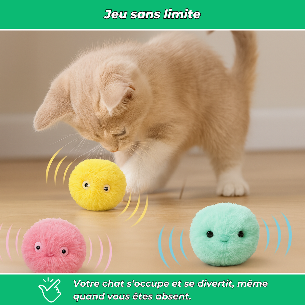 Balle interactive en peluche pour chat – Jouet sonore et éducatif, doux et coloré