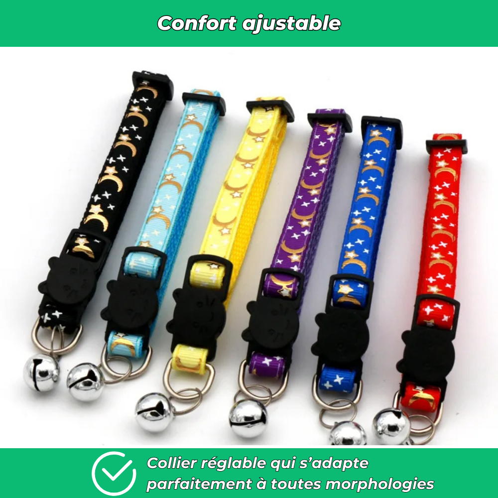 Collier de sécurité réglable pour chat avec clochette