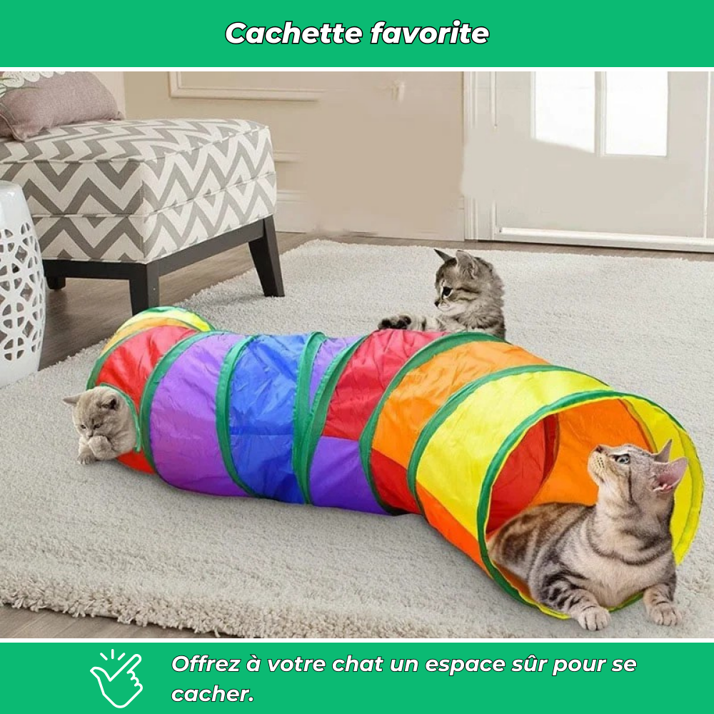Tunnel de jeu pliable en S avec jouet suspendu pour chats