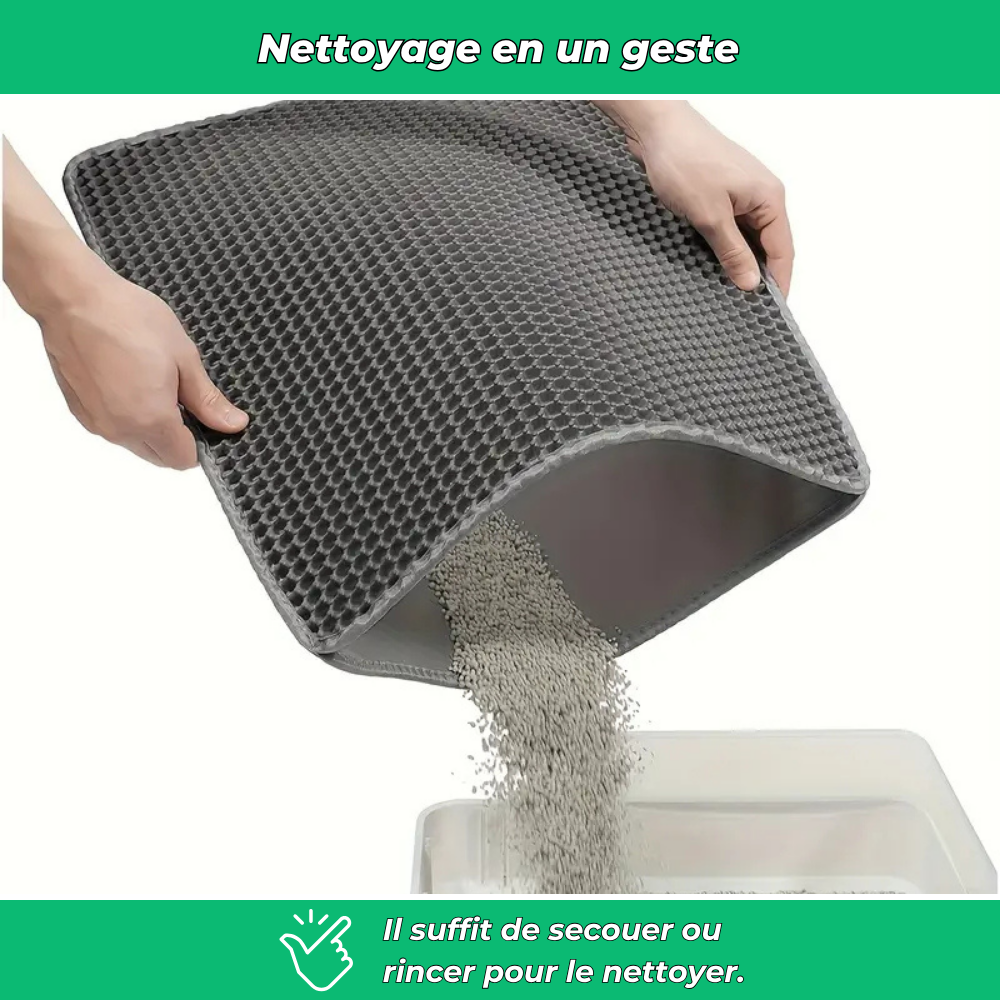 Tapis attrape-litière double couche pour chats
