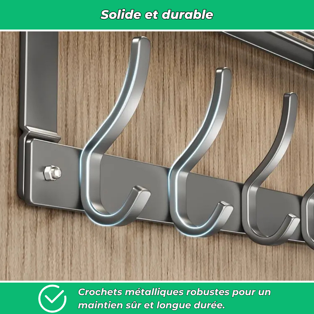 Étagère murale multifonction à crochets métalliques – Rangement facile salle de bain, cuisine, chambre