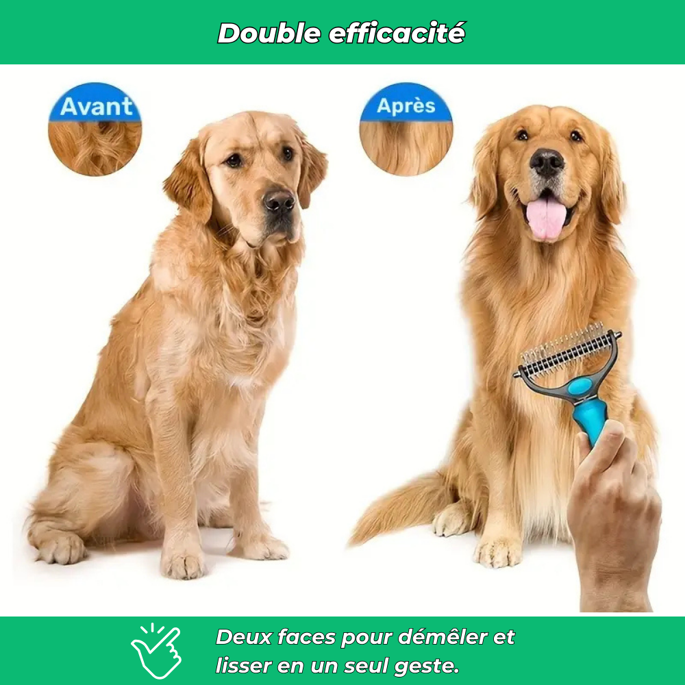 Brosse anti-poils démêlante pour chien et chat – Toilettage simple et efficace