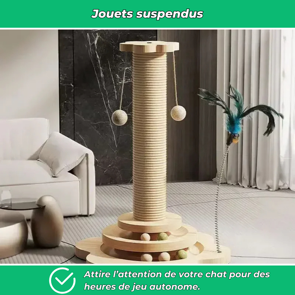 Griffoir Interactif Multifonction pour Chats – Jouet, Grattoir et Antistress