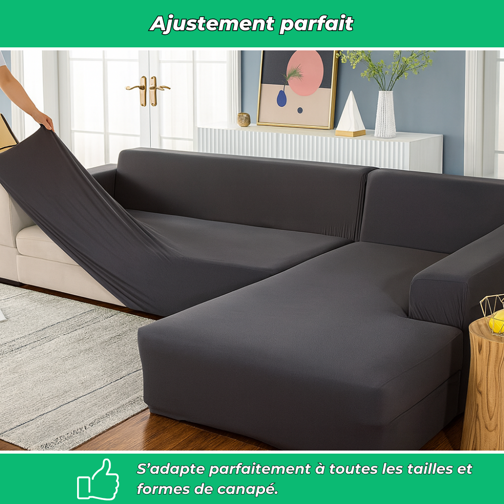Housse extensible pour canapé d'angle – Lot de 2
