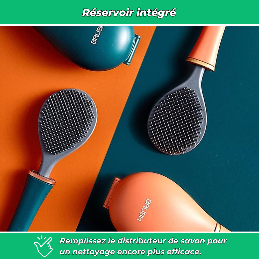 FlexiClean – Brosse WC murale en silicone avec distributeur intégré