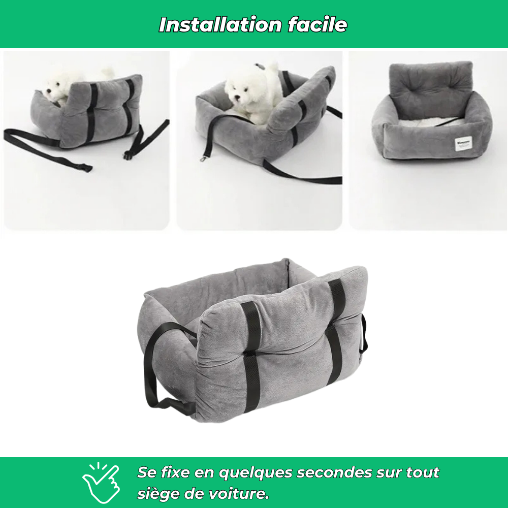 Siège auto pour chat et petit chien – Rehausseur lavable avec sangles réglables et sécurité voiture