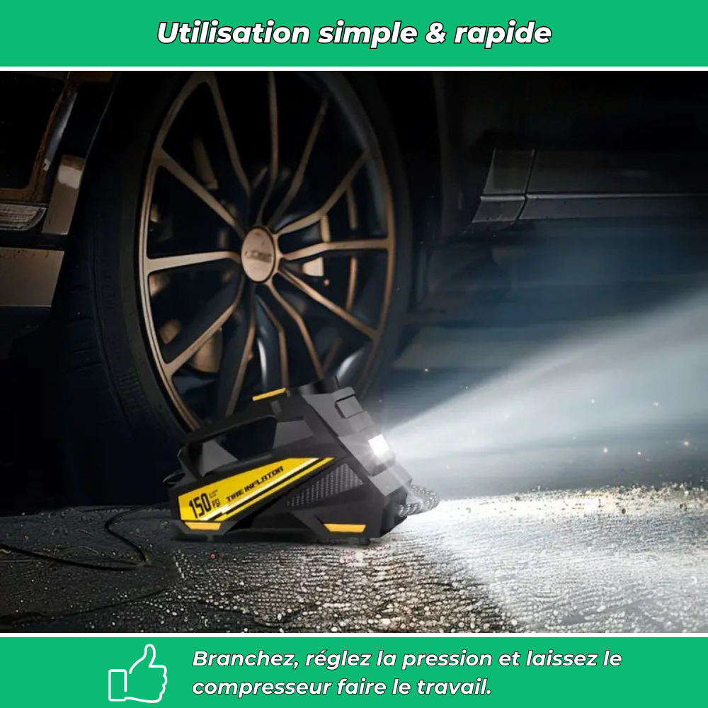Compresseur d’air voiture portable 12V 150 PSI avec écran LED – Gonfleur pneus numérique