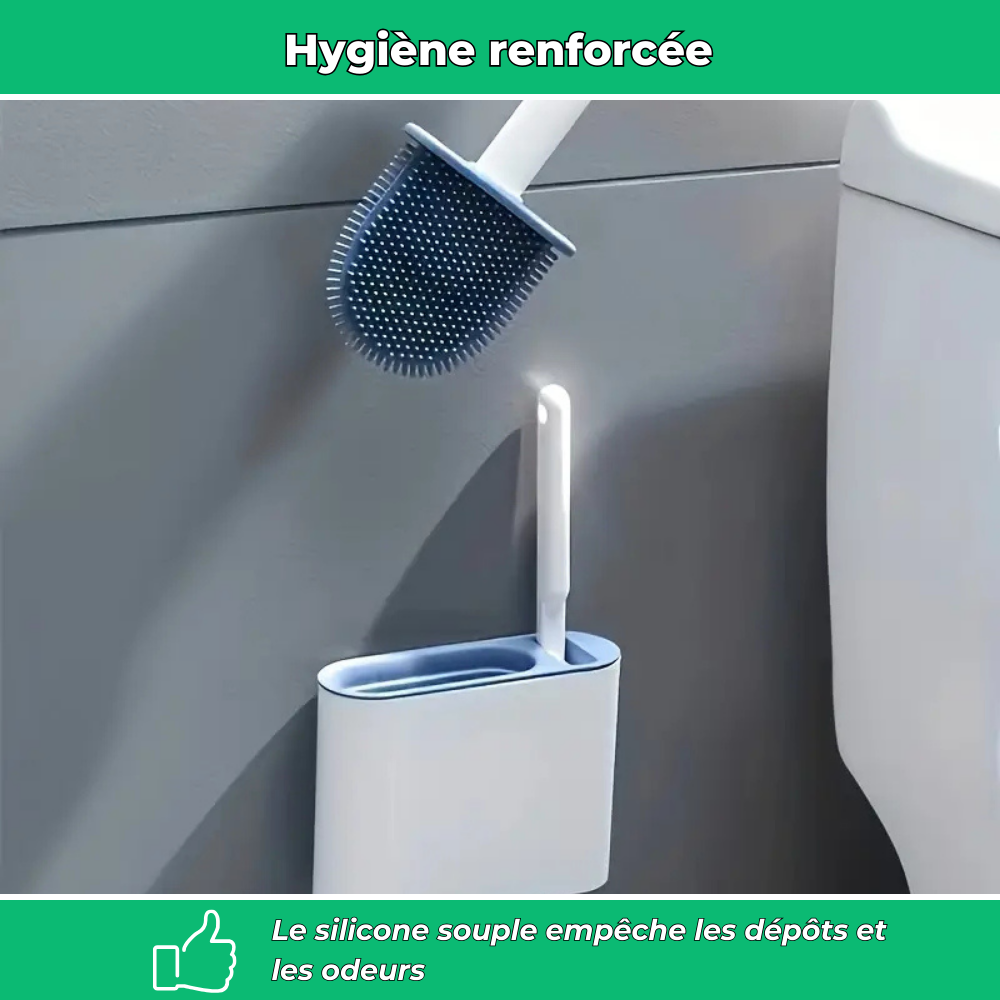 Brosse WC murale en silicone – Lot de 2 avec support