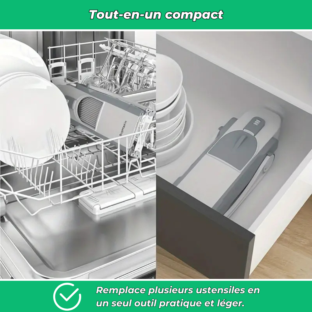 Slicéo – Mandoline manuelle multifonction en acier inoxydable