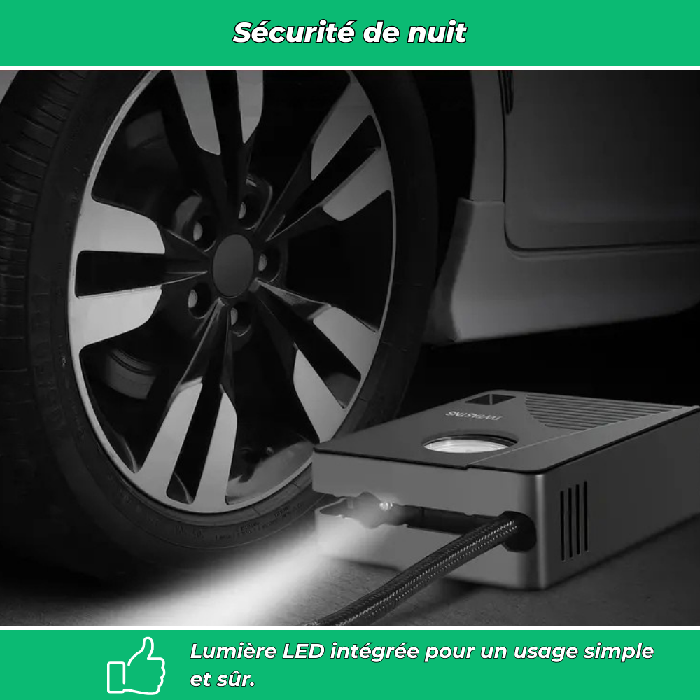 Gonfleur pneus portable 12V 100 PSI avec LED