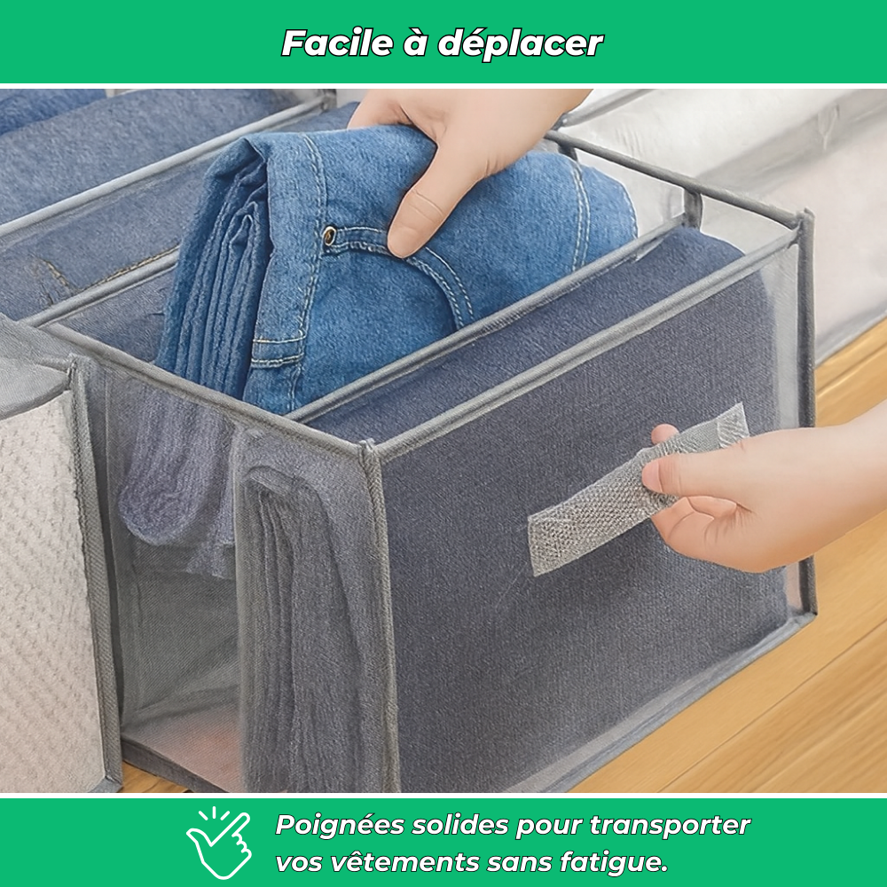 Organisateur de vêtements pliable à 7 compartiments