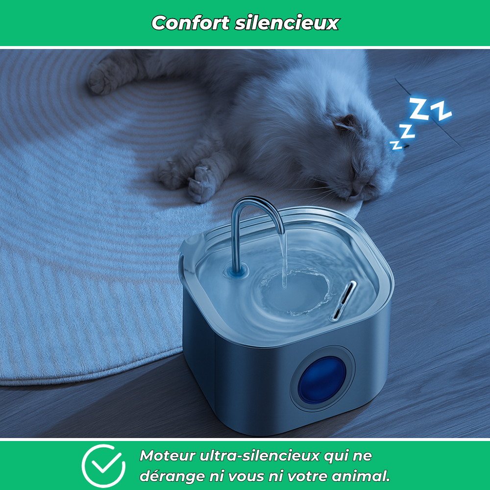 Fontaine à eau en inox 3,2L pour chat – Silencieuse et avec filtre intégré