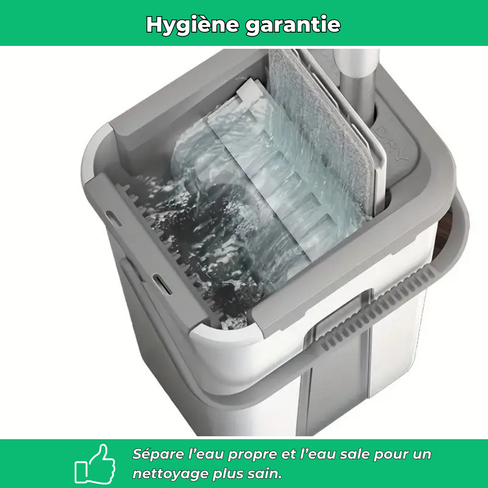 CrystalMop – Serpillière avec seau essoreur 360° pour sols humides et secs