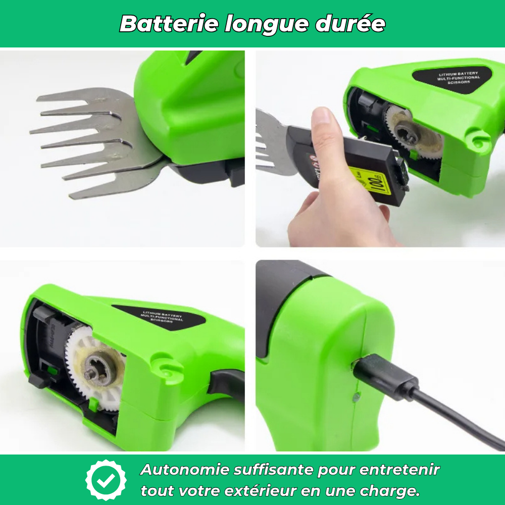 TrimMaster – Coupe-bordure sans fil rechargeable avec sécateur intégré