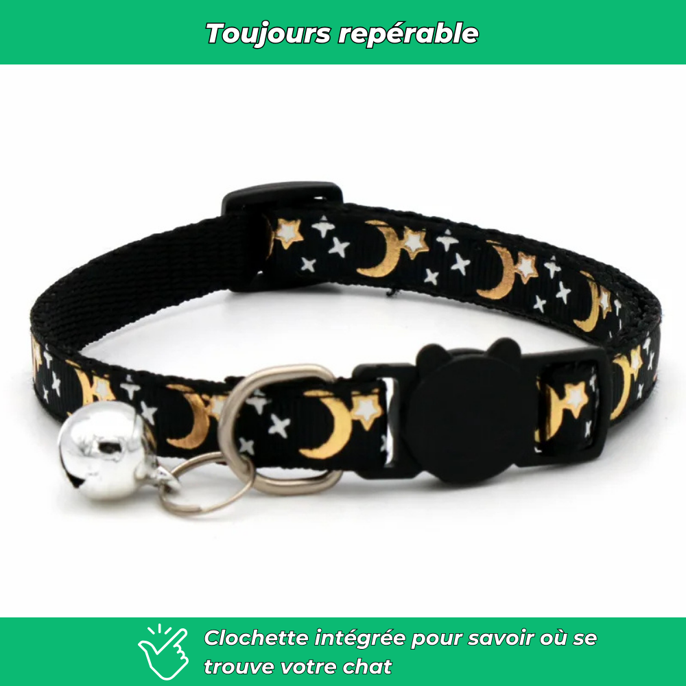 Collier de sécurité réglable pour chat avec clochette