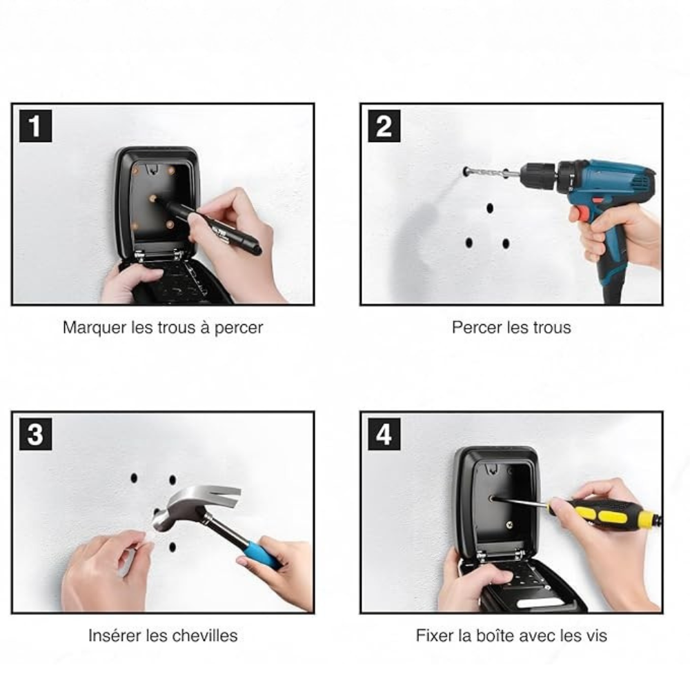 Locker’PRO – Boîte à clés murale extérieure sécurisée avec code réinitialisable à 12 Chiffres