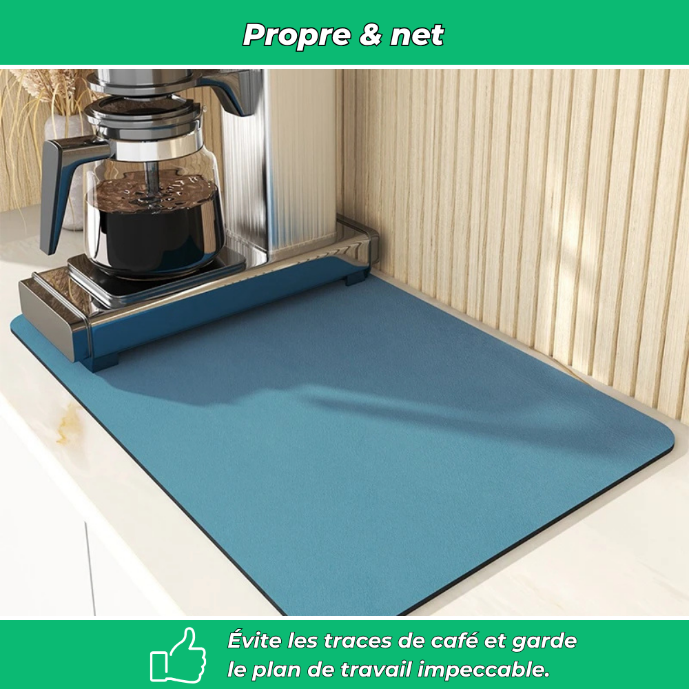 Tapis absorbant antidérapant pour machine à café