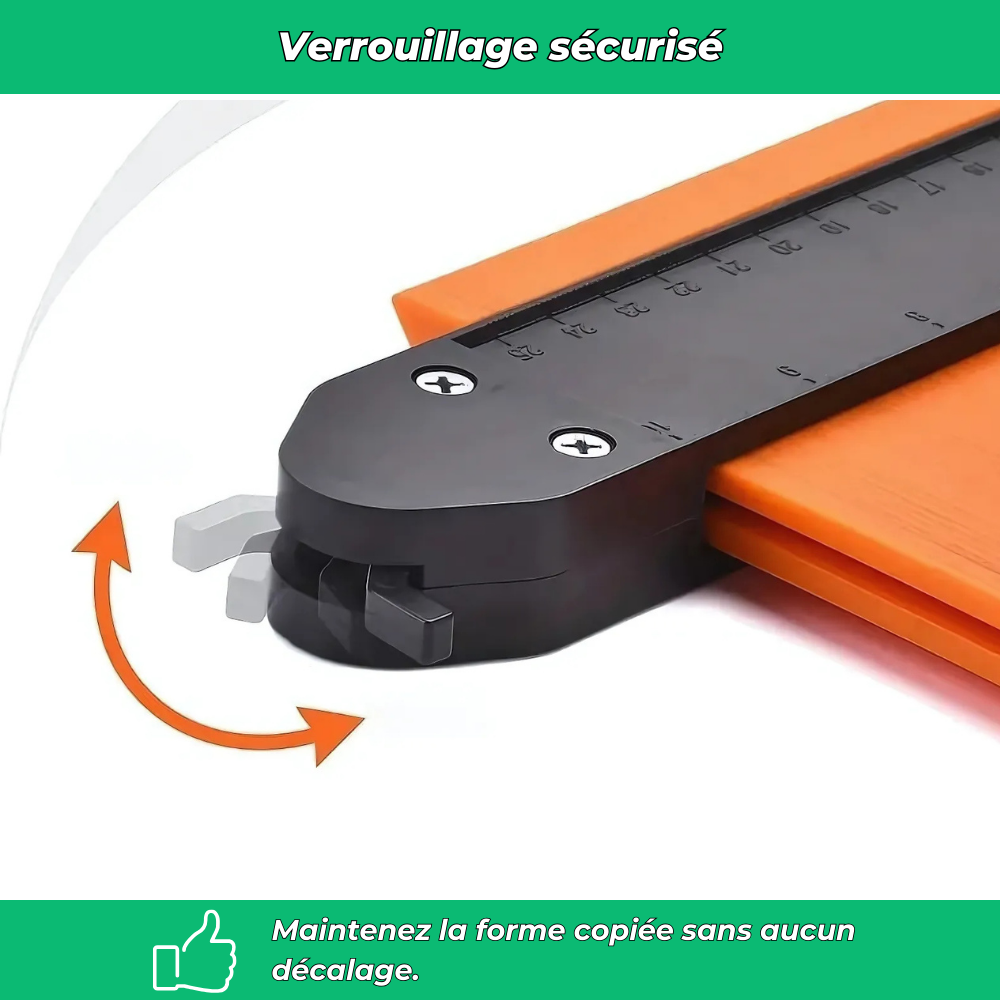 Jauge de contour 25cm avec verrouillage – Outil de mesure profil pour menuiserie, sols et carrelage