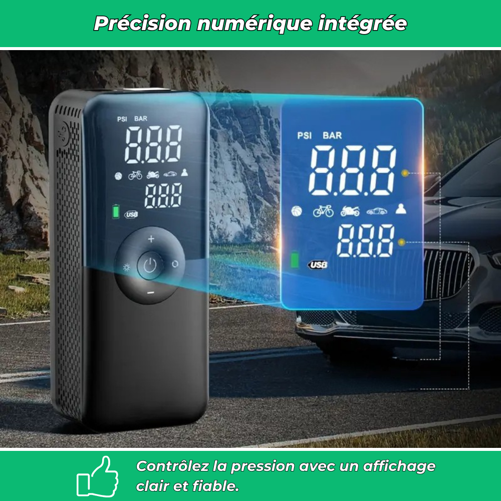 Gonfleur pneus portable voiture moto vélo – Compresseur d’air électrique