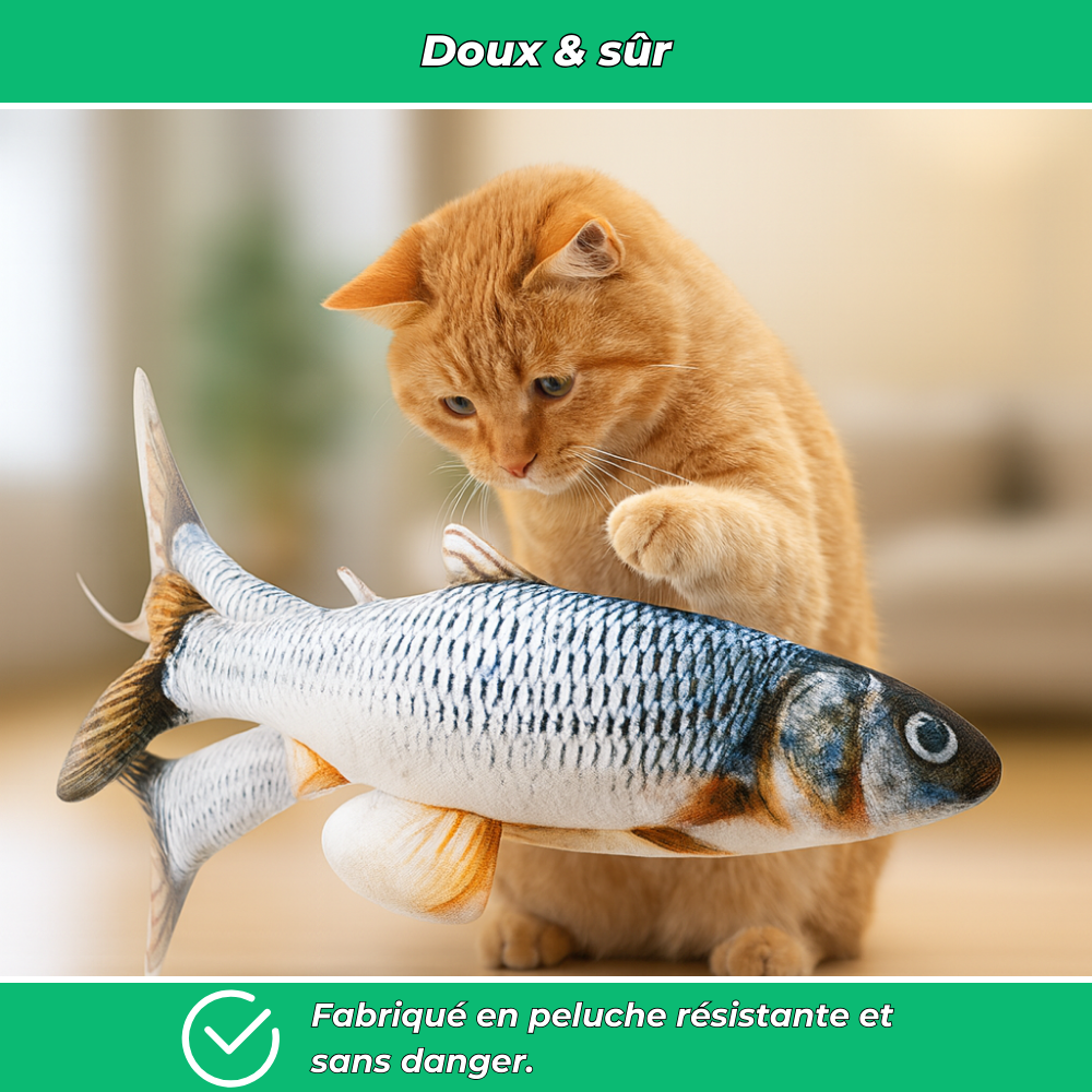 Jouet Poisson Interactif Réaliste pour Chats – Peluche Animée avec Mouvement