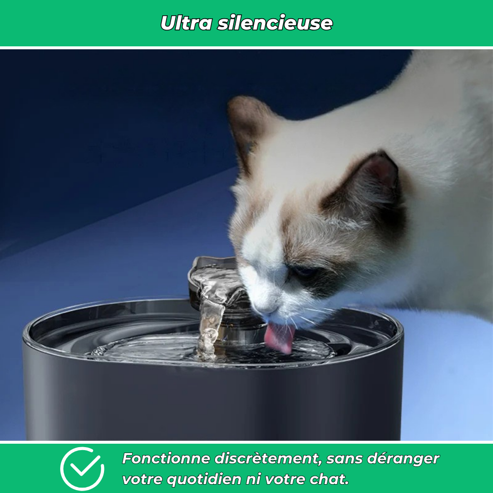 AquaPure - Fontaine à eau pour chat 2.2L ultra-silencieuse (USB)