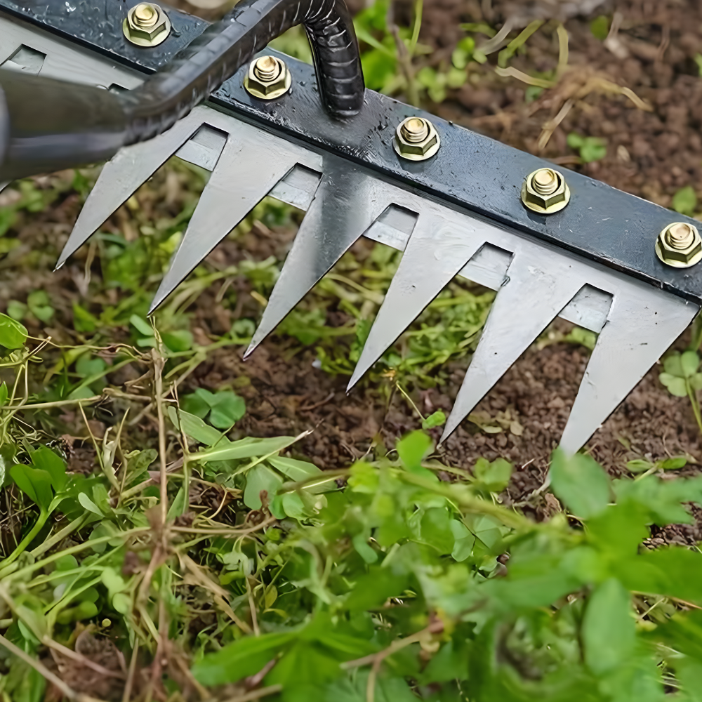 Râteau de Désherbage en Acier Robuste | Outil Résistant pour Entretien de Jardin et Élimination des Mauvaises Herbes