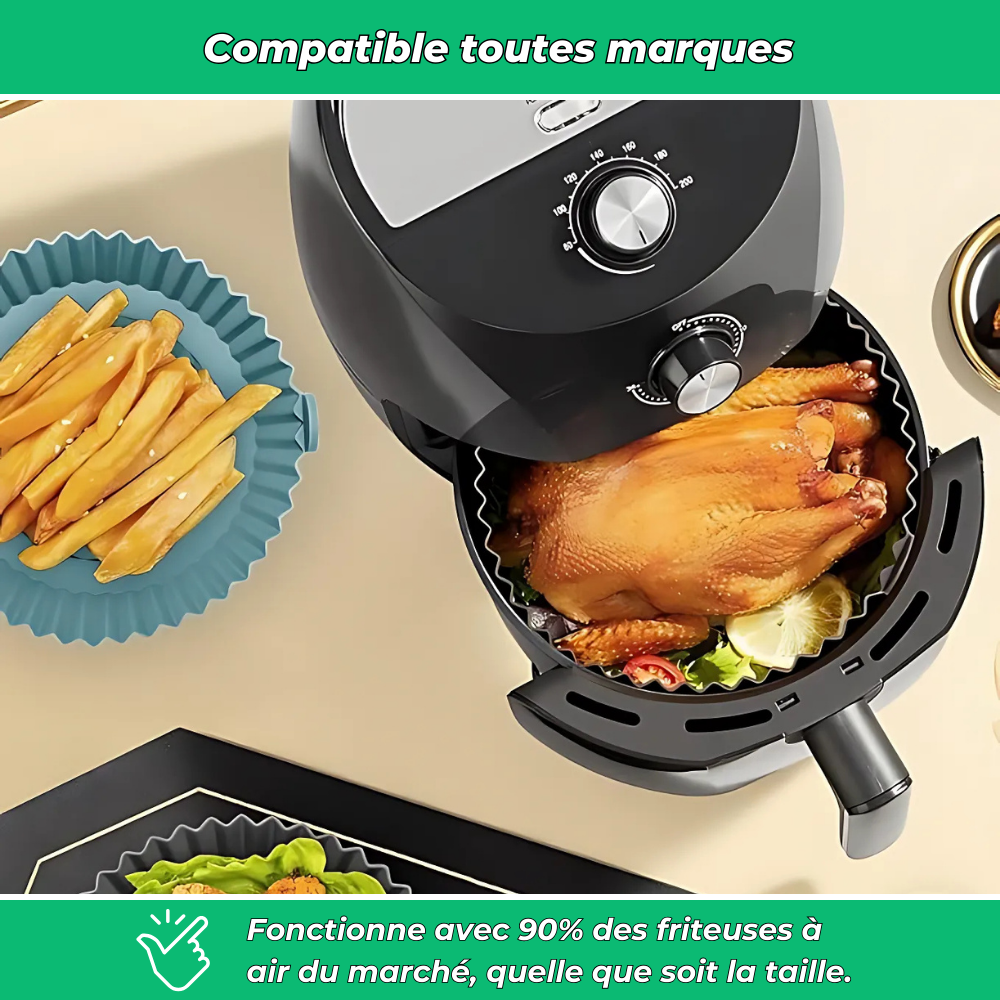AirMoule - Lot de 2 moules silicone réutilisables pour Airfryer