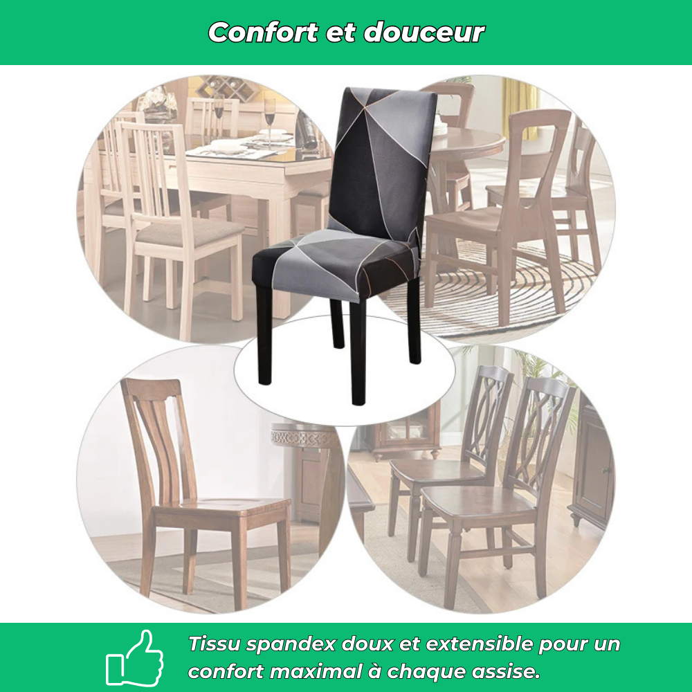 Housses de chaise géométriques extensibles en spandex (lot de 4)