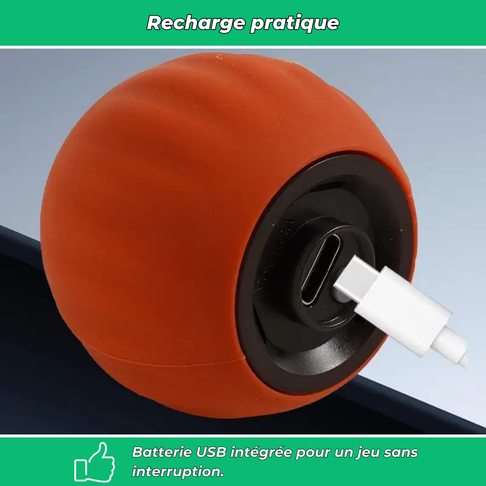 Balle interactive électrique rechargeable pour chat avec plumes et roulement automatique