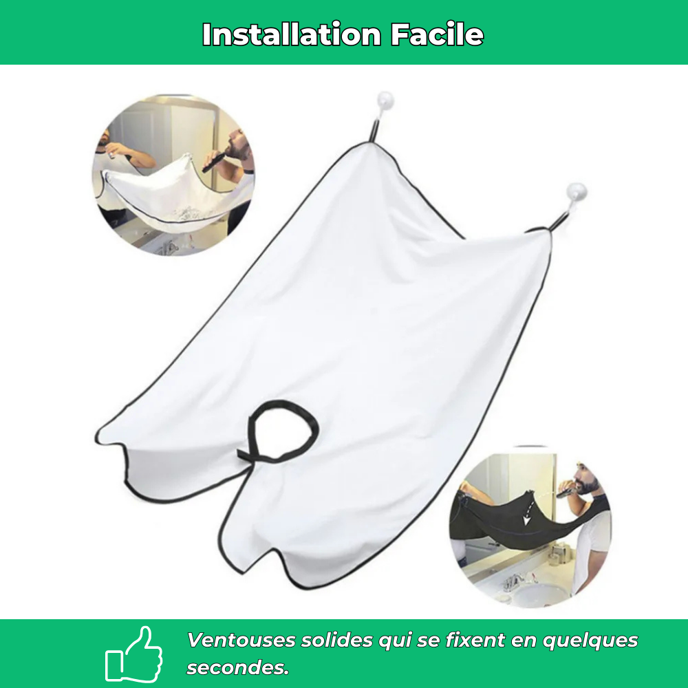 Tablier de rasage barbe homme étanche avec ventouses