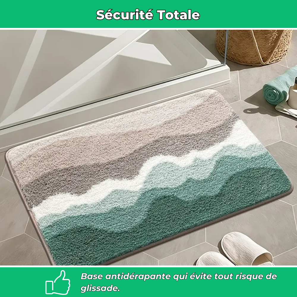 Tapis de bain antidérapant absorbant ultra doux motif plage