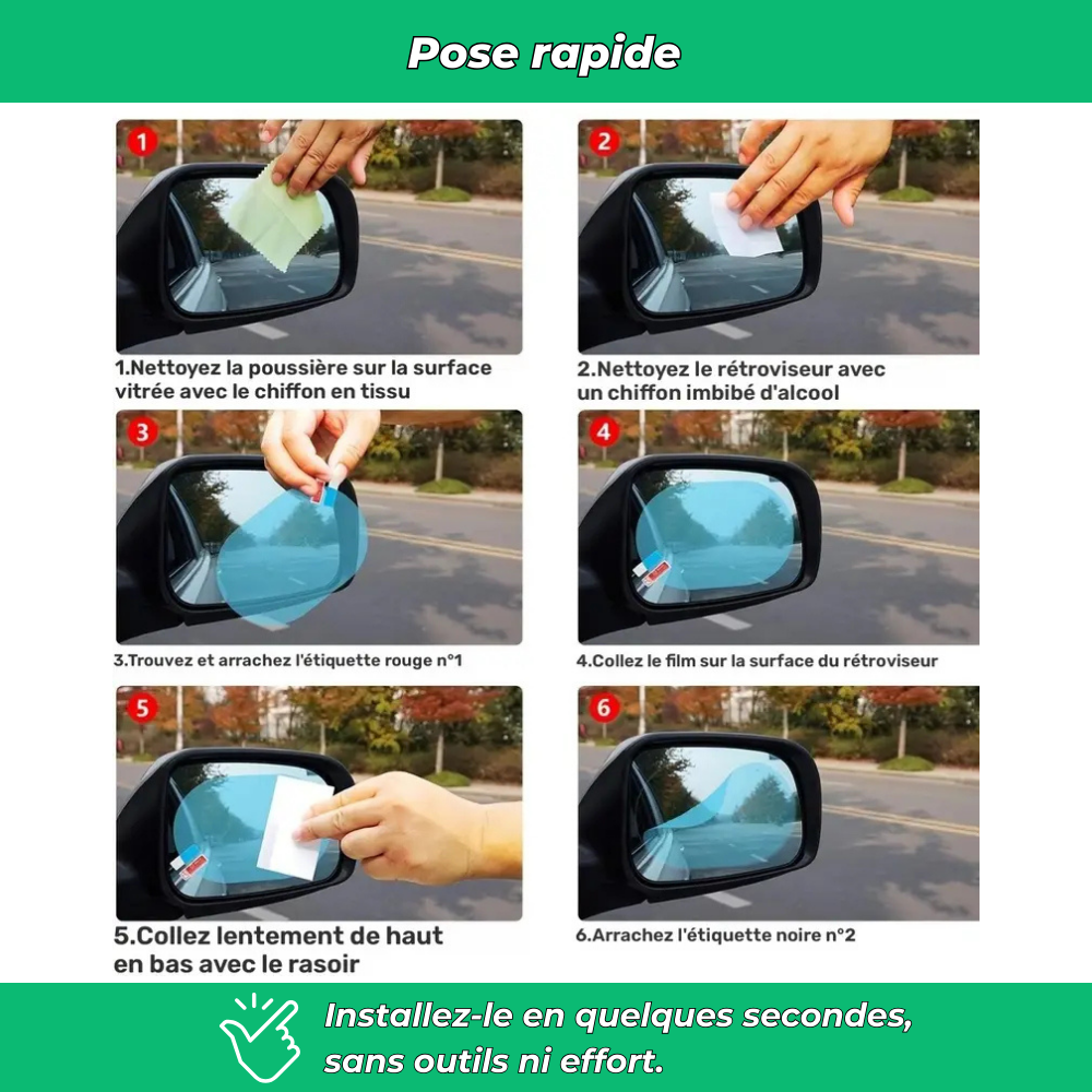 Film protecteur anti-pluie pour rétroviseurs (Lot de 2)
