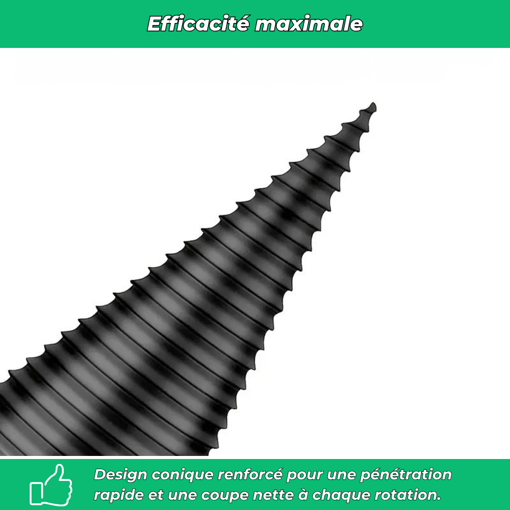 Foret fendeur de bois et de bûches pour visseuse perceuse | Cône fendeur en titane