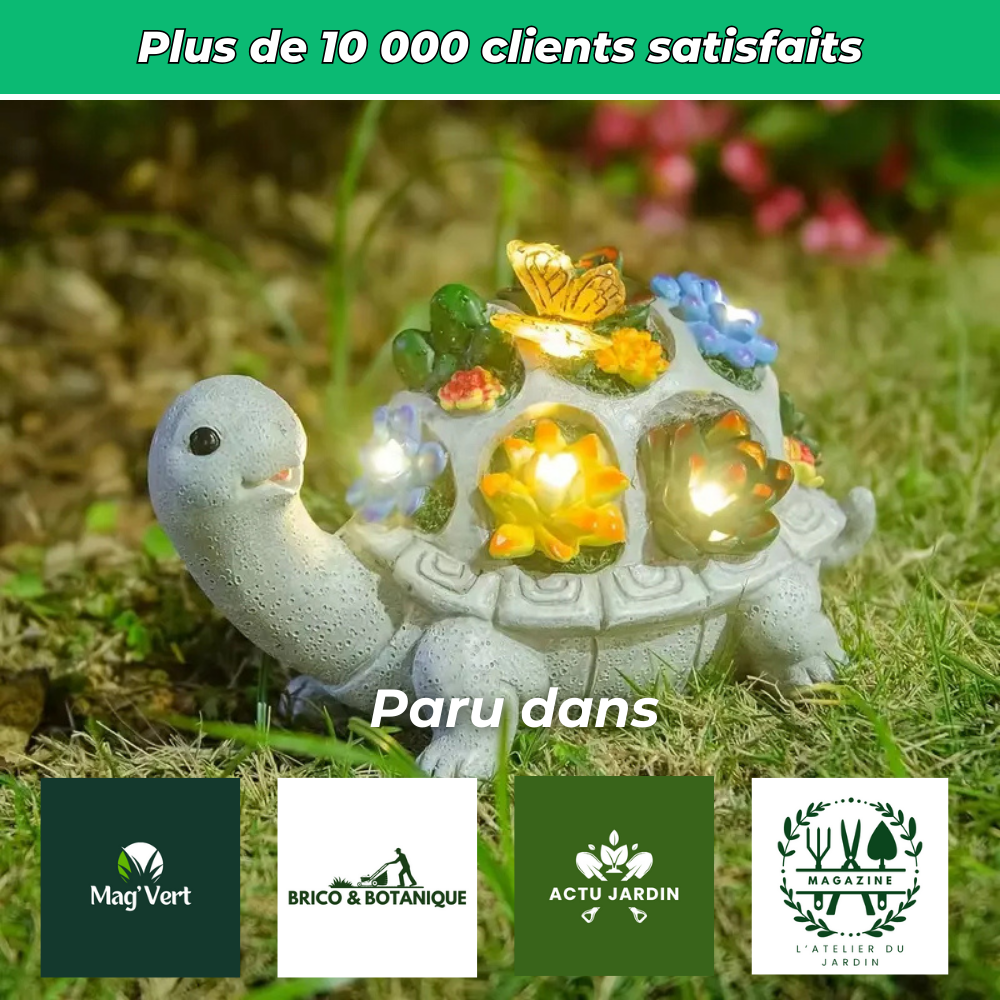 Tortue solaire LED colorée pour jardin